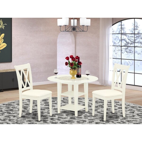 East West Furniture 3 Piece Sudbury Dinette Set - Linen White SUCL3-LWH-C - main